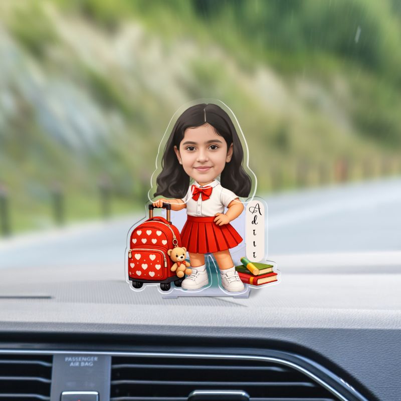 Personalized School Girl Bobblehead Caricature with Battery Powered Shaking Head   Fun Study Table & Bedroom Decor  Gift for Little Learners, Girls, Daughters & Sisters